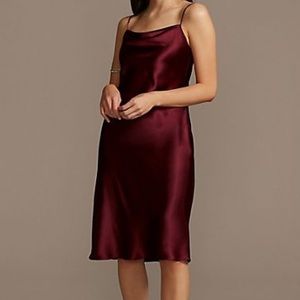 Midi Satin Slip Dress with Spaghetti Straps PLUS